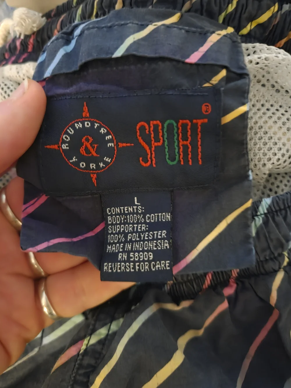 Vintage colorful large swim trunk shorts with netting by roundtree & yorke Mens